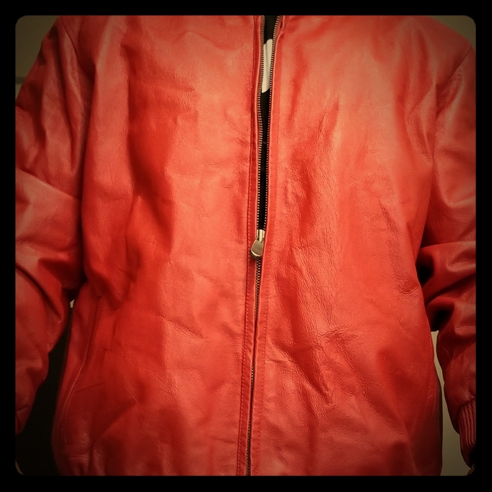 Leather bomber jacket